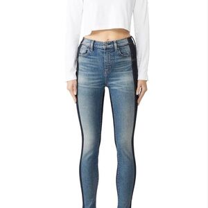 Current/Elliott Blue Skinny Jeans with Black Side Stripes